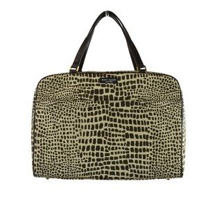 Kate Spade Madison Lizard Faille Travel Tote Vanilla/ Brown Fabric Satchel
